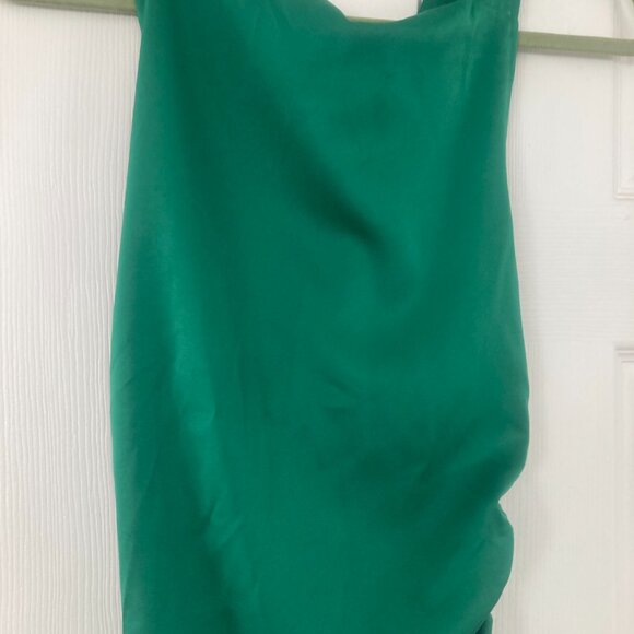 Commense Cowl Neck Satin Back Cross Long Dress - Green - Picture 9 of 9